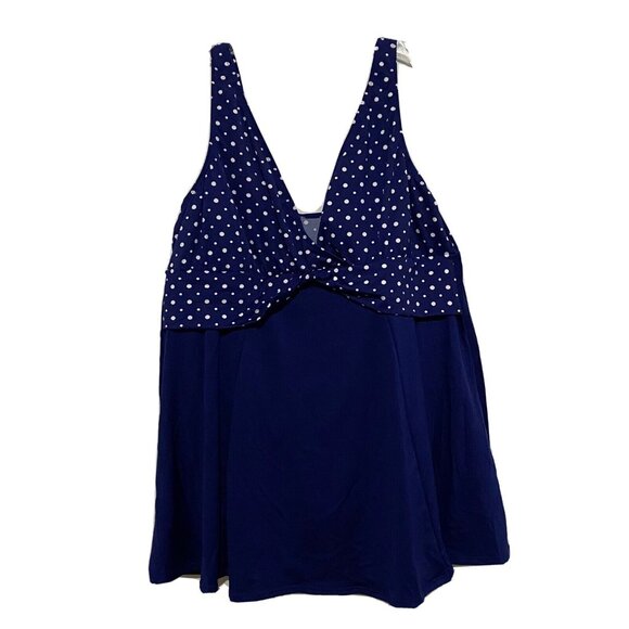 Southern Expressions Swim Dress 24W Blue Polka Dots One Piece Swimsuit - Picture 1 of 5